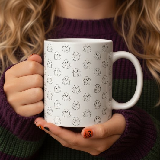 Mug Noir et blanc, à main fine, Fantômes volants