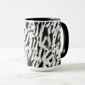 Mug Noir et blanc Abstrait Brushstrokies Art (Devant droit)