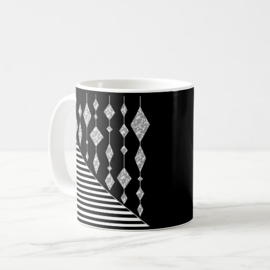 Mug Noir et blanc, abstrait, géométrique, simple, Scan (Devant gauche)