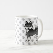 Mug Noir Et Blanc Alaskan Klee Kai Cute Chien & Pâtes (Devant droit)