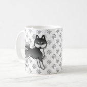 Mug Noir Et Blanc Alaskan Klee Kai Cute Chien & Pâtes (Devant gauche)
