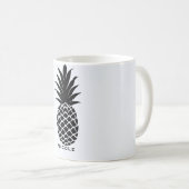 Mug Noir et blanc Ananas Tropical Élégant Chic (Devant droit)