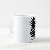 Mug Noir et blanc Ananas Tropical Élégant Chic (Devant gauche)