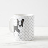 Mug Noir Et Blanc Boston Terrier Cartoon Chien & Pâtes (Devant gauche)
