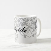 Mug noir et blanc damassé fleurit (Devant droit)