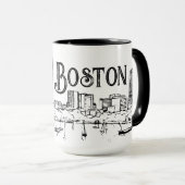 Mug noir et blanc de Boston (Devant droit)