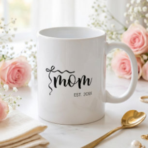 Mug Noir et Blanc Écriture Maman Élégante Établie