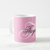 Mug Noir et blanc Fatigue Monogramme rose (Devant gauche)