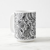 Mug Noir Et Blanc Floral Paisley Design (Devant gauche)