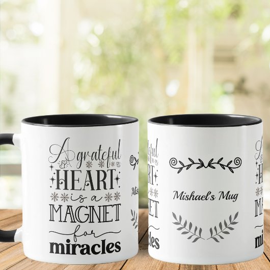 Mug noir et blanc, Grateful Heart