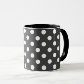 mug noir et blanc gris pois rétro (Devant droit)