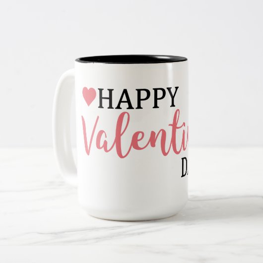 Mug noir et blanc Heureuse Sainte-Valentin (Devant gauche)