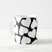 Mug Noir et blanc mignon Motif de coeur simple (Devant gauche)