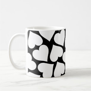 Mug Noir et blanc mignon Motif de coeur simple