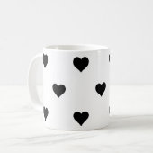 Mug Noir et blanc mignon Motif de coeur simple (Devant gauche)