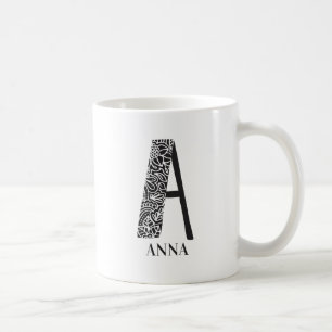 Mug Noir et blanc moderne A et nom initial