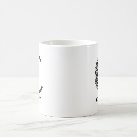 Mug Noir et blanc moderne C et nom initial (Centre)