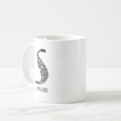 Mug Noir et blanc moderne S et nom initial (Devant gauche)