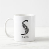 Mug Noir et blanc moderne S et nom initial (Gauche)