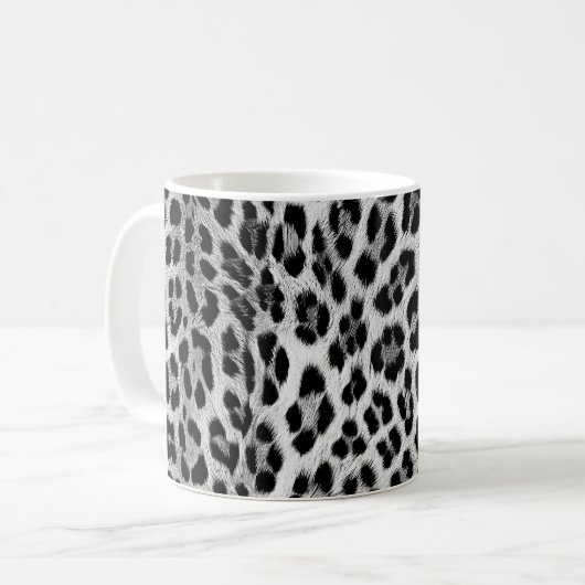 Mug Noir et blanc monochrome, motif léopard (Devant gauche)