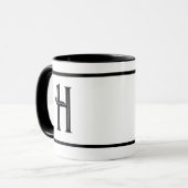Mug Noir et blanc Monogramme Conception initiale (Devant gauche)