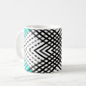 Mug Noir et blanc, motif géométrique gris, menthe (Devant gauche)