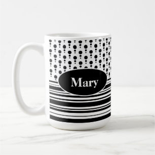 Mug Noir et blanc Motifs et bandes de points personnal
