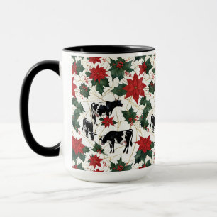 Mug Noir et blanc Noël Holstein Vaches laitières Flora