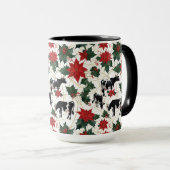 Mug Noir et blanc Noël Holstein Vaches laitières Flora (Devant droit)