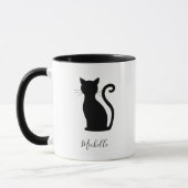 Mug Noir et blanc Nom mignon Chat noir (Gauche)