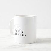 Mug Noir et blanc professionnel de typographie moderne (Devant gauche)