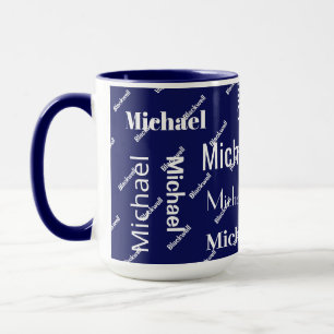 Mug Noir et blanc Répétition Premier & Nom Monogramme