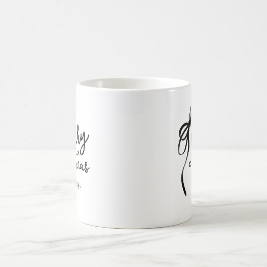 Mug Noir et blanc Script moderne Bow Joyeux Noël (Centre)