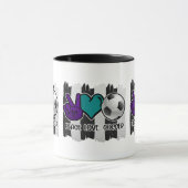 Mug Noir et blanc Striped Peace Love Soccer (Centre)