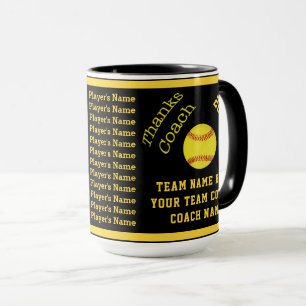 Mug Noir et cadeaux d'entraîneur du base-ball