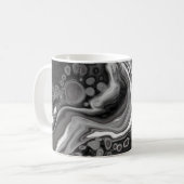 Mug Noir et Marbre blanc Digital Fluid Art (Devant gauche)