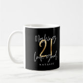 Mug Noir et or 21e anniversaire script moderne design (Gauche)