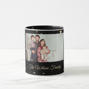 Mug Noir et or étoile photo Noël