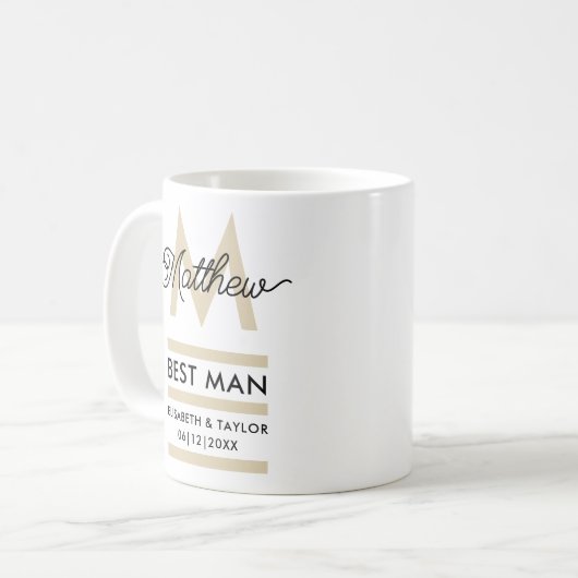 Mug Noir et or moderne Ajouter nom et monogramme Best  (Devant gauche)