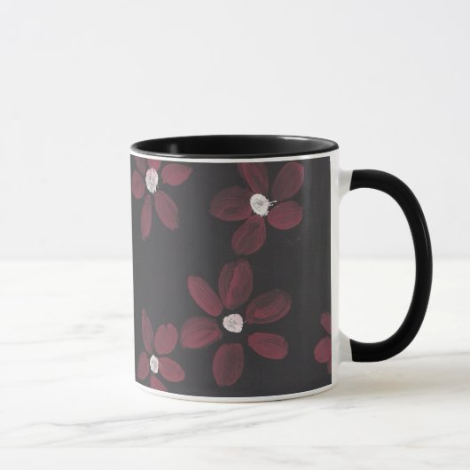 Mug Noir et rose floraux (Droite)
