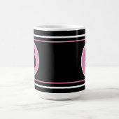 Mug Noir et rose Personnaliser Monogramme moderne (Centre)