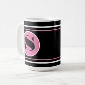 Mug Noir et rose Personnaliser Monogramme moderne (Devant gauche)