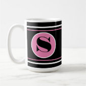 Mug Noir et rose Personnaliser Monogramme moderne (Gauche)