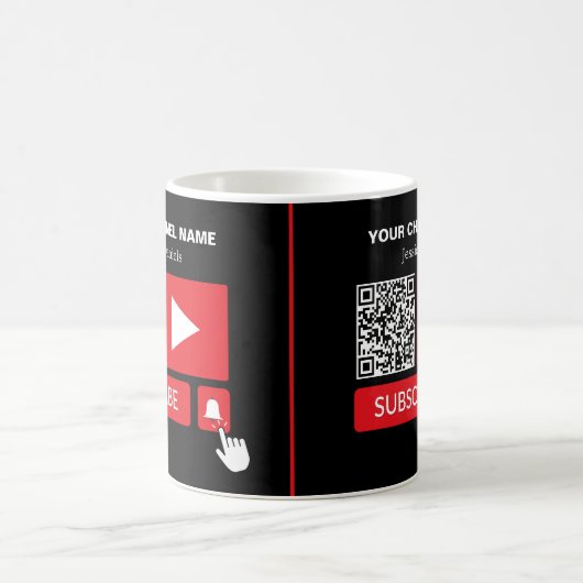 Mug Noir et rouge élégant - QR Code, Youtube - Vlogger (Centre)