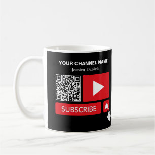 Mug Noir et rouge élégant - QR Code, Youtube - Vlogger