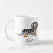 Mug Noir Et Tan Dapper Cheveux Long Dachshund & Nom (Gauche)