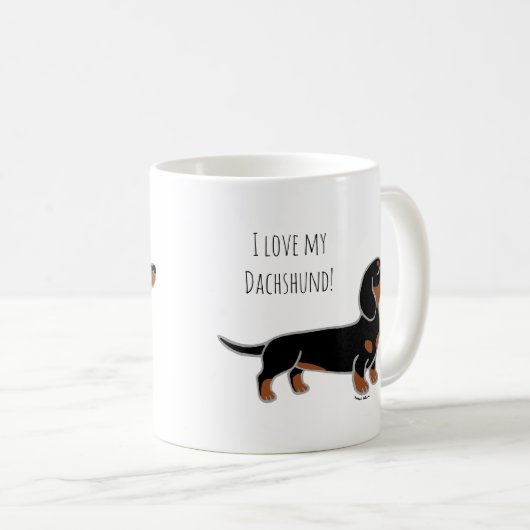 Mug Noir et teckel de pose lisse bronzage (Devant droit)