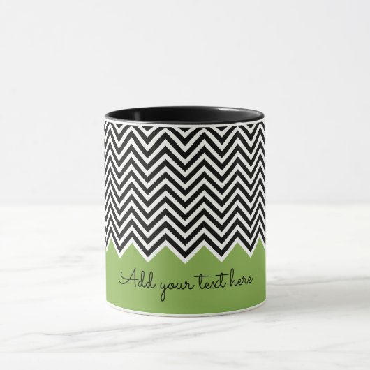 Mug Noir et verdure Moderne Chevron Custom TEXT (Centre)