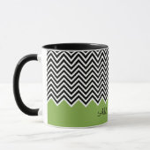 Mug Noir et verdure Moderne Chevron Custom TEXT (Gauche)