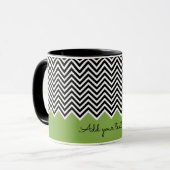 Mug Noir et verdure Moderne Chevron Custom TEXT (Devant gauche)